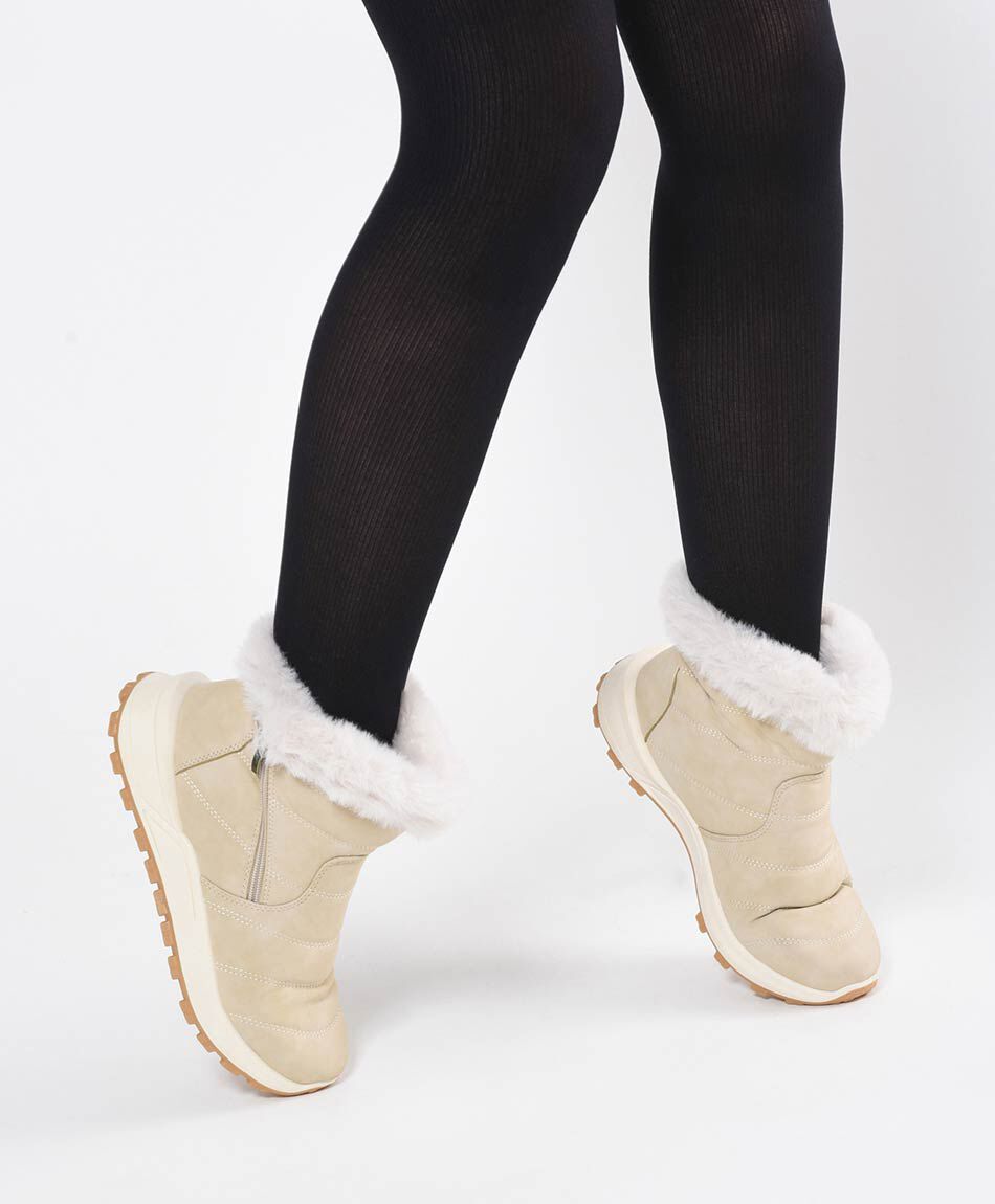 Bota mujer deportiva costuras pelitos