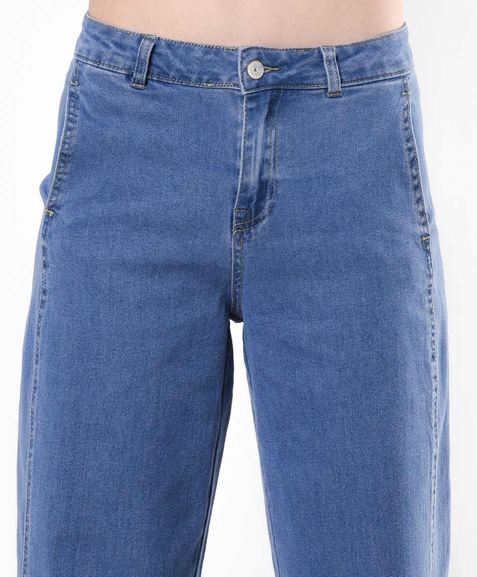 Jeans mujer lisos costuras wide