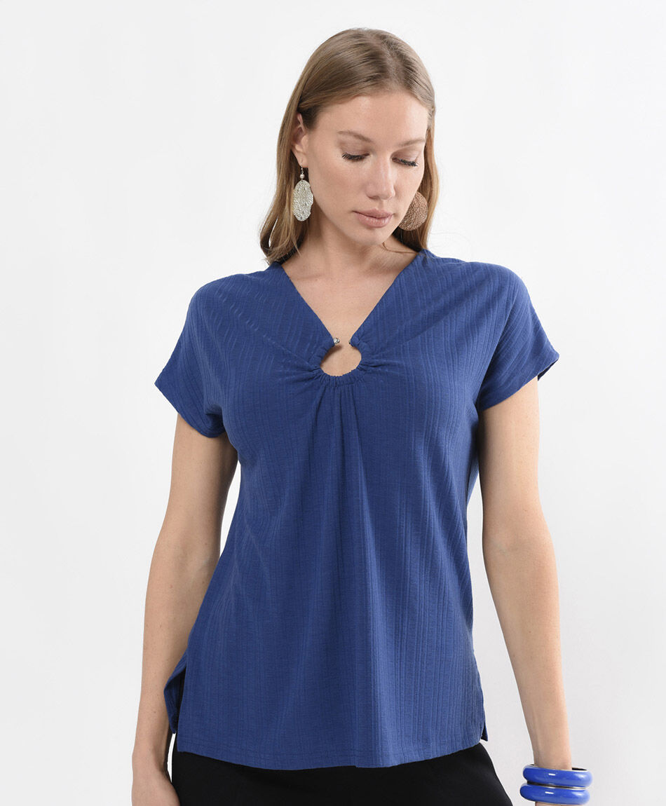 Polera mujer escote argolla