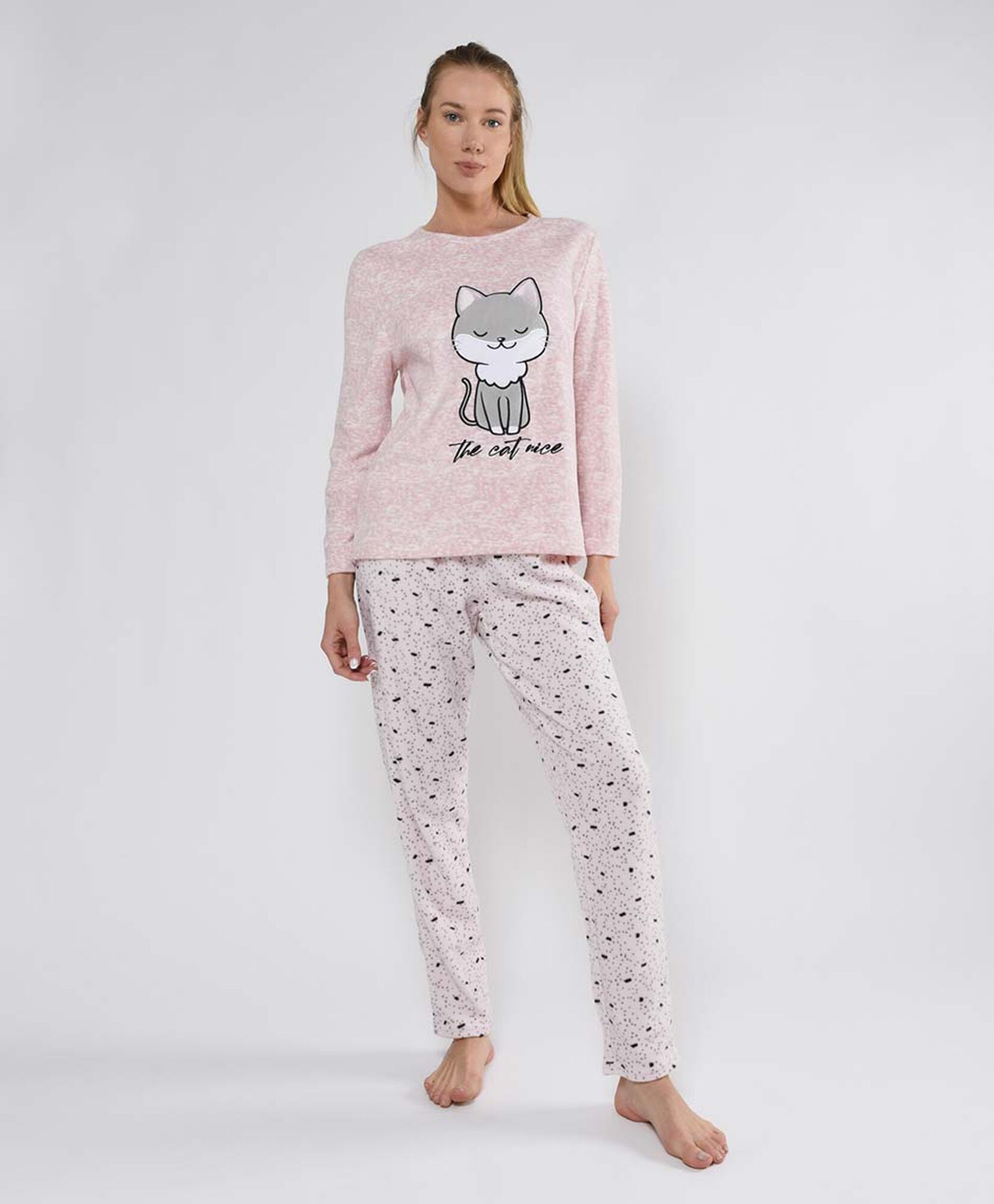 Pijama mujer polar gato rosa Pijama mujer polar gato rosa