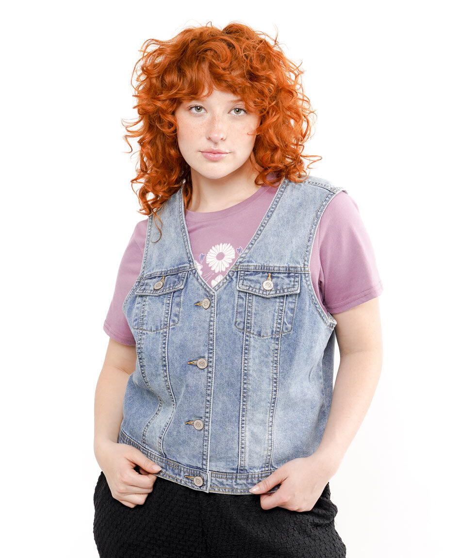 Vest mujer mezclilla bolsillos