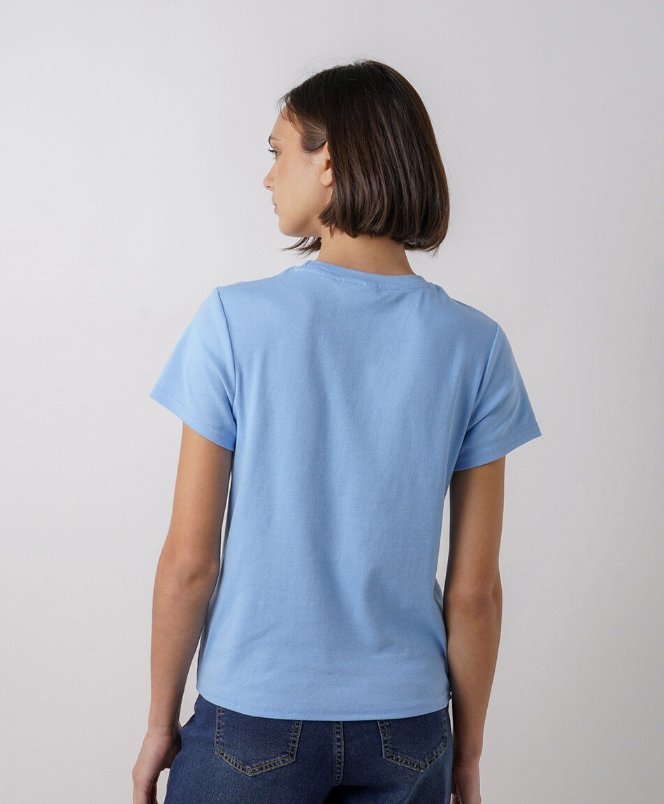 Polera mujer lisa cl&aacute;sica azul