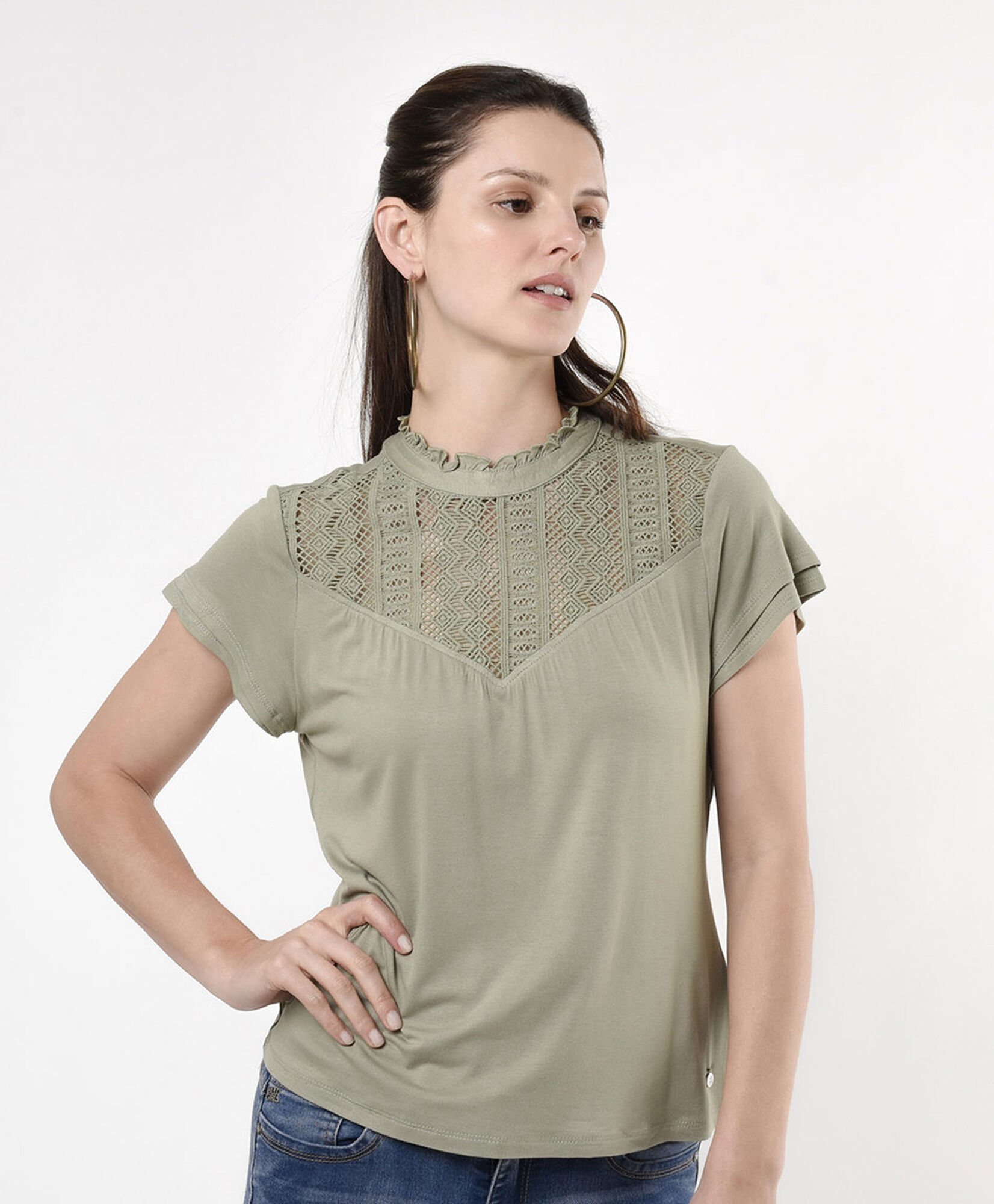 Polera mujer encaje superior Polera mujer encaje superior