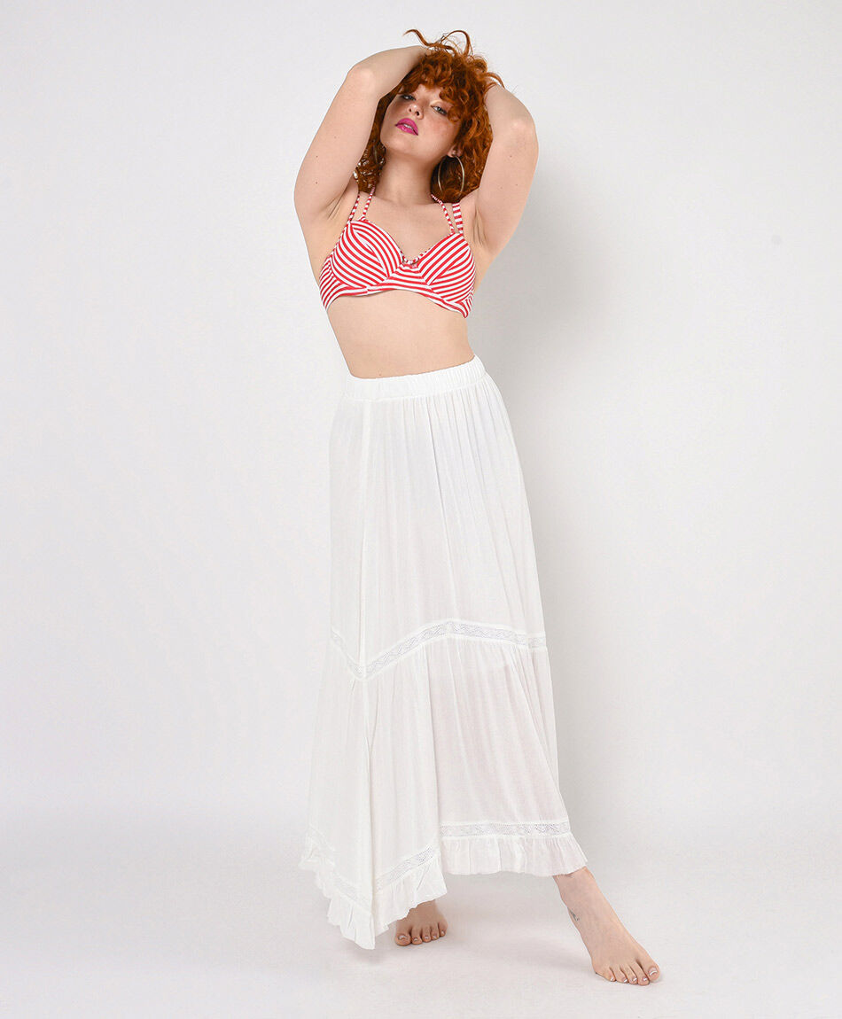 Falda mujer detalles encaje larga