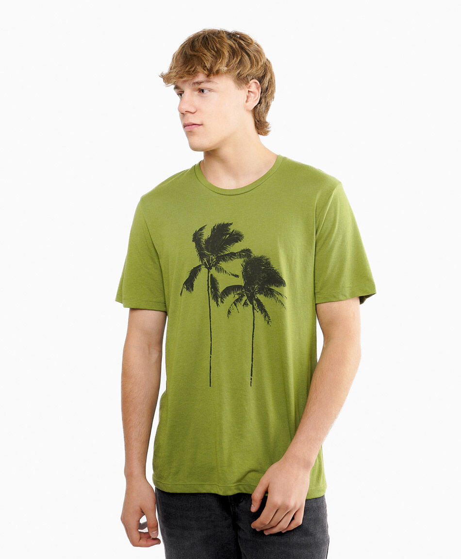 Polera hombre estampado palmeras