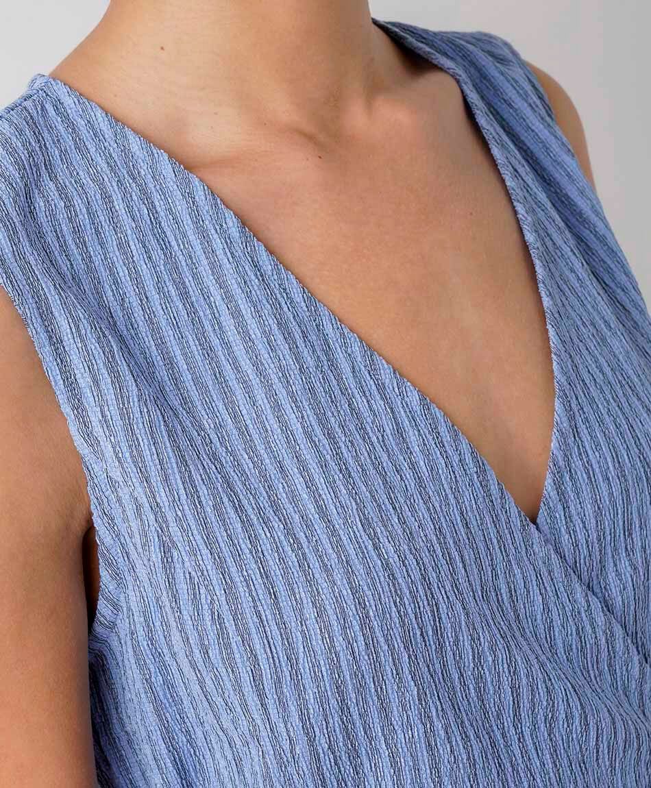 Blusa mujer listas azul cruzada