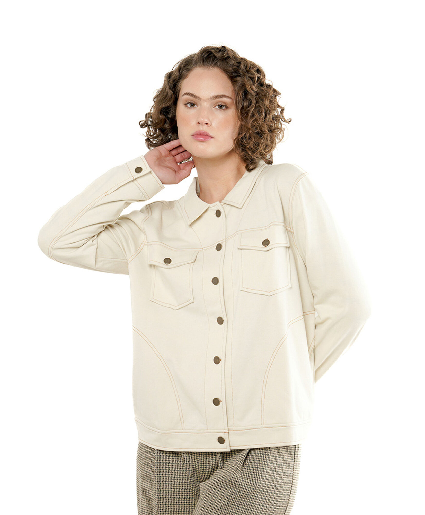 Chaqueta mujer doble bolsillo beige Chaqueta mujer doble bolsillo beige