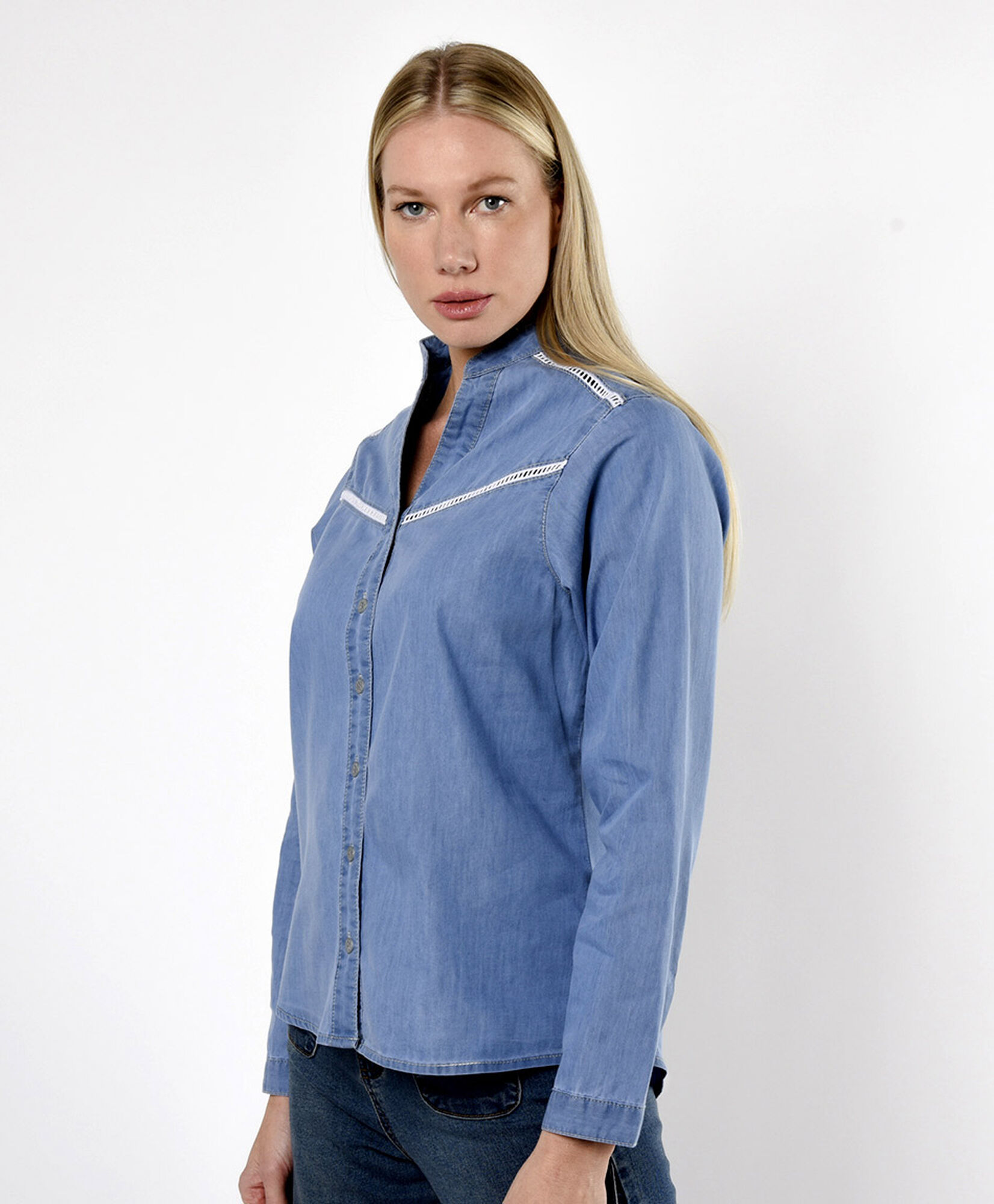 Blusa mujer denim encaje Blusa mujer denim encaje