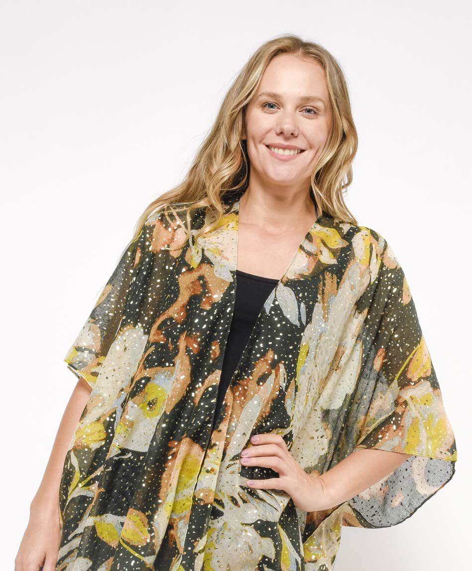 Pareo mujer flores brillos