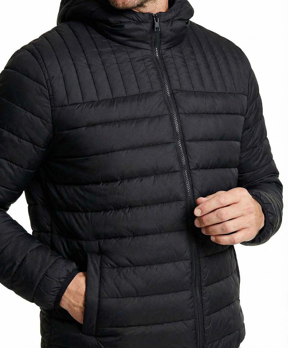 Parka hombre negra con gorro