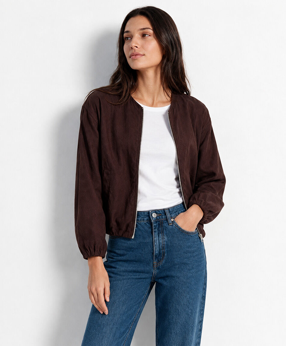 Chaqueta mujer bomber lino