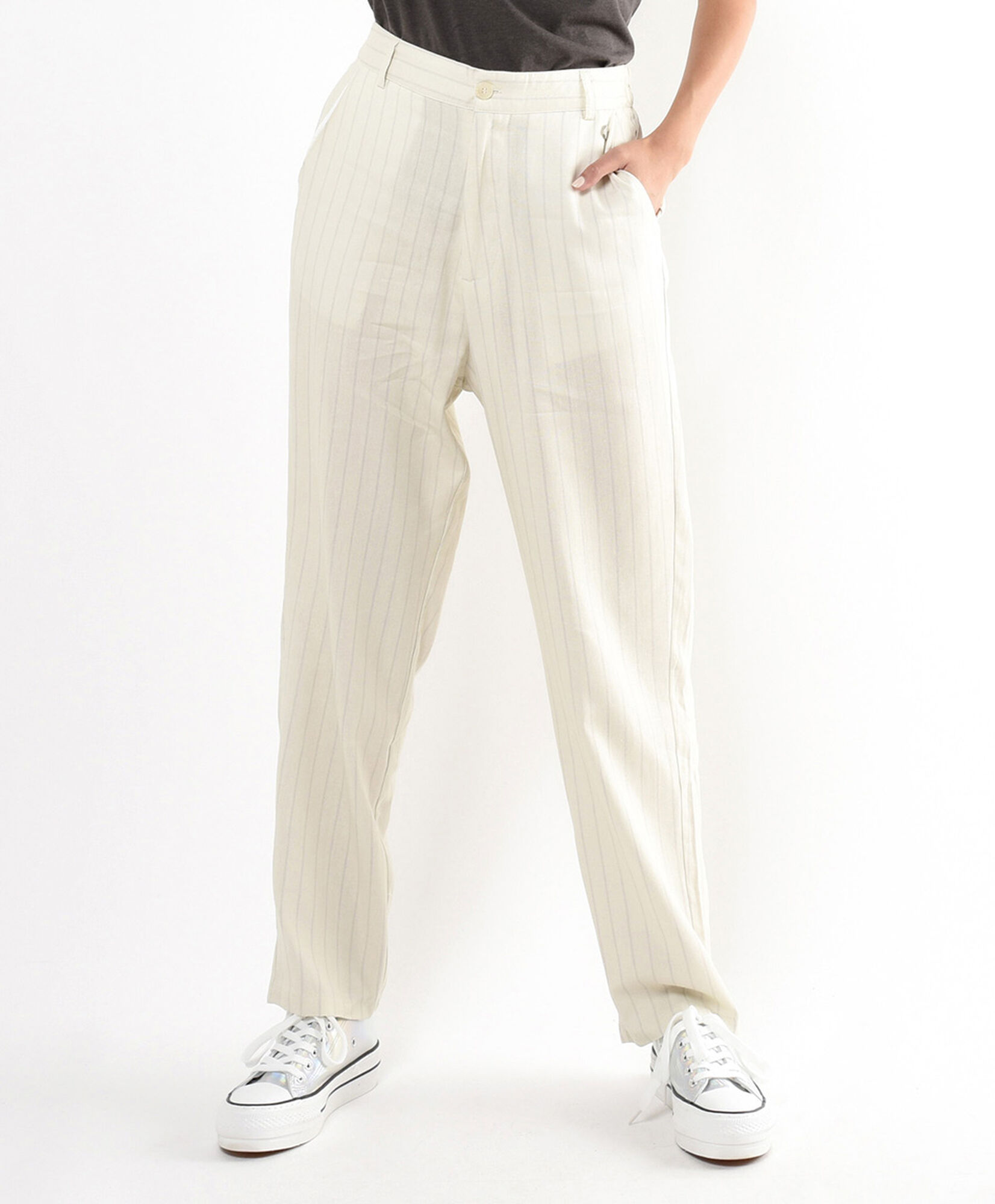 Pantalón mujer líneas natural Pantalón mujer líneas natural
