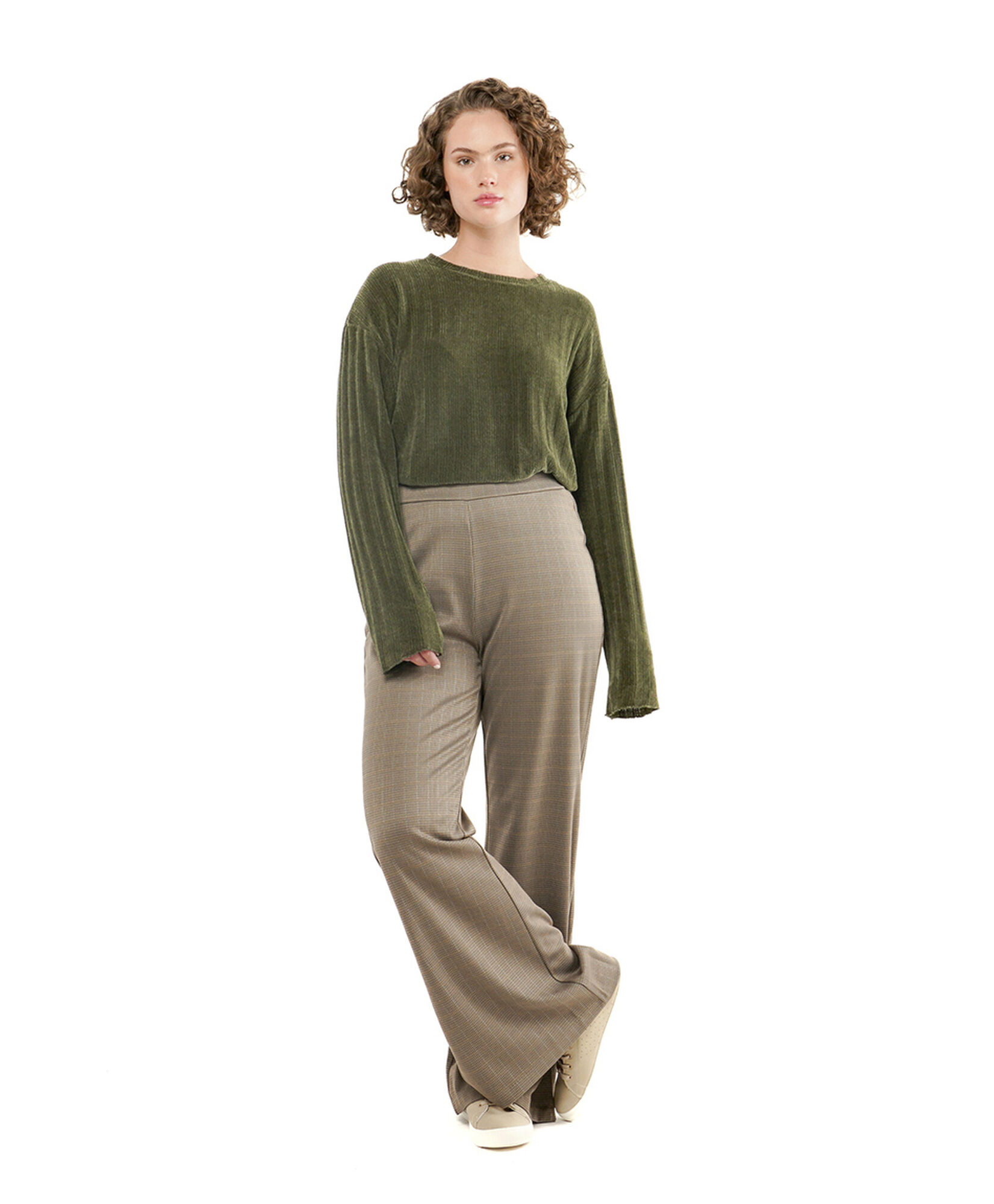 Pantalón mujer pied de poule escoces wide Pantalón mujer pied de poule escoces wide