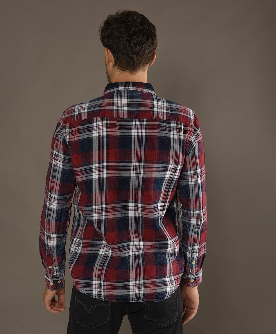 Camisa tart&aacute;n manga larga