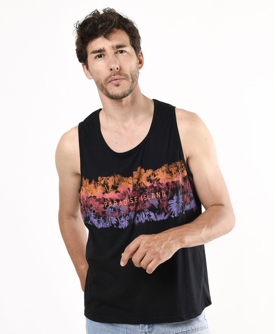 Polera hombre palmeras sin mangas