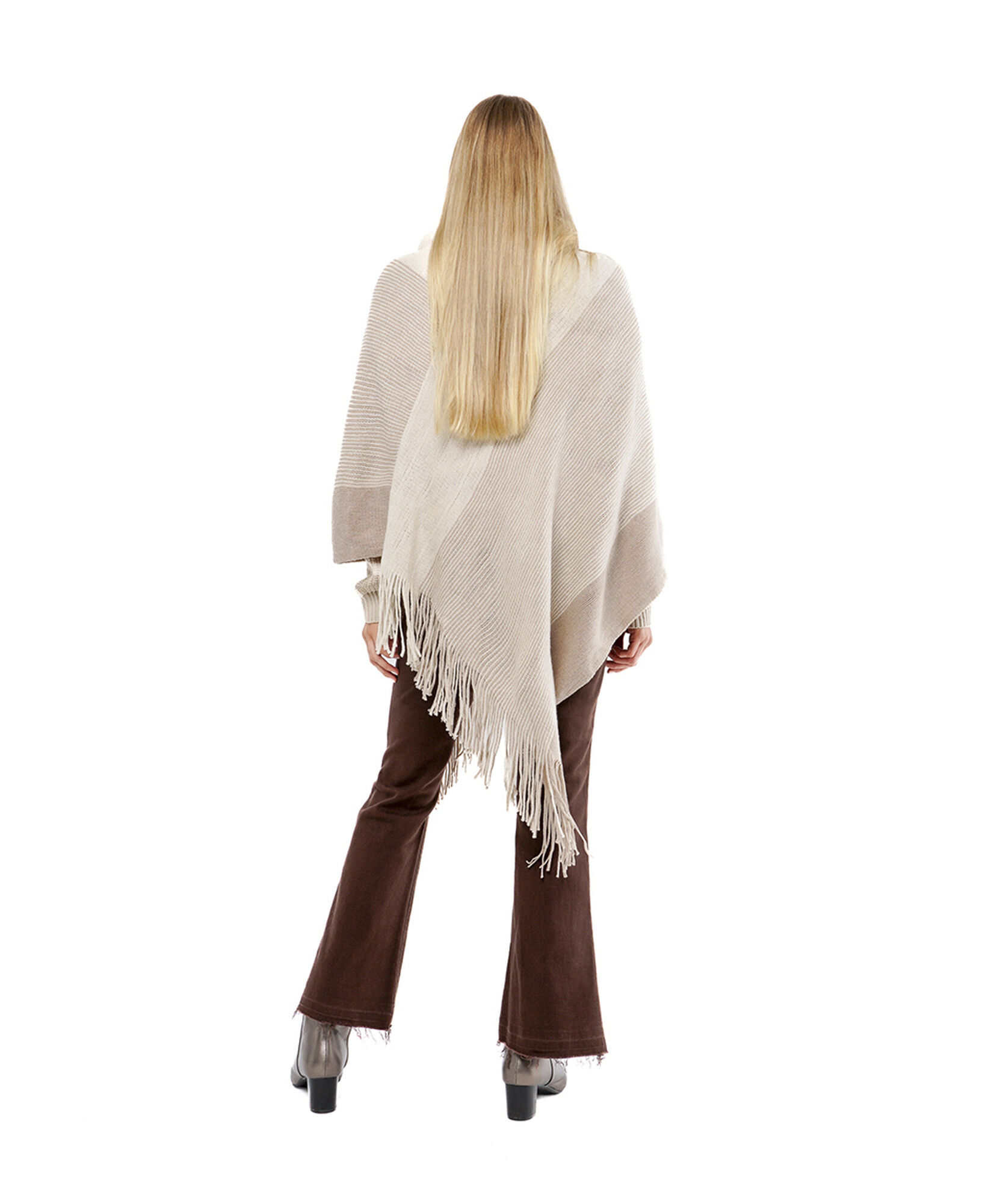 Poncho mujer bicolor flecos Poncho mujer bicolor flecos