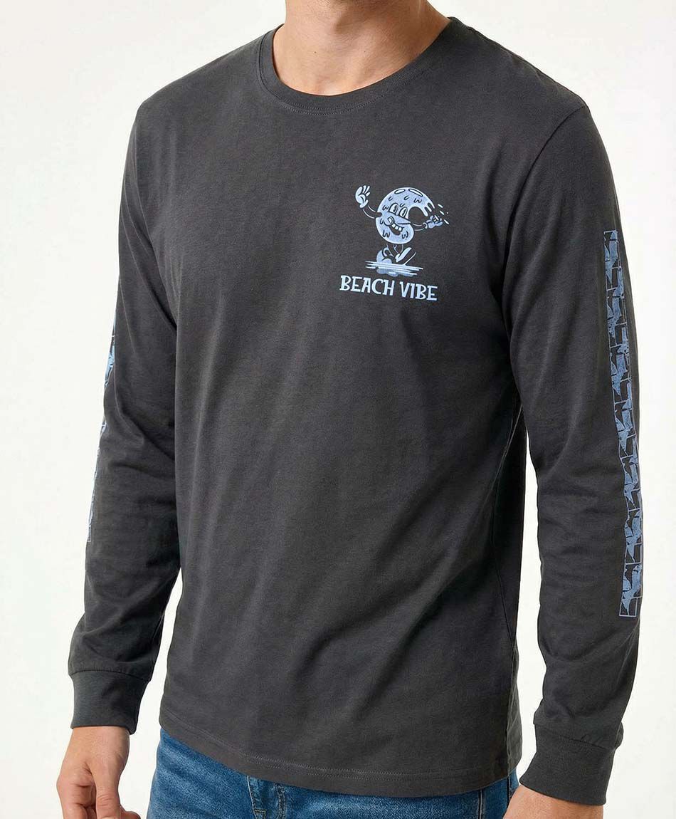 Polera hombre doble print wave