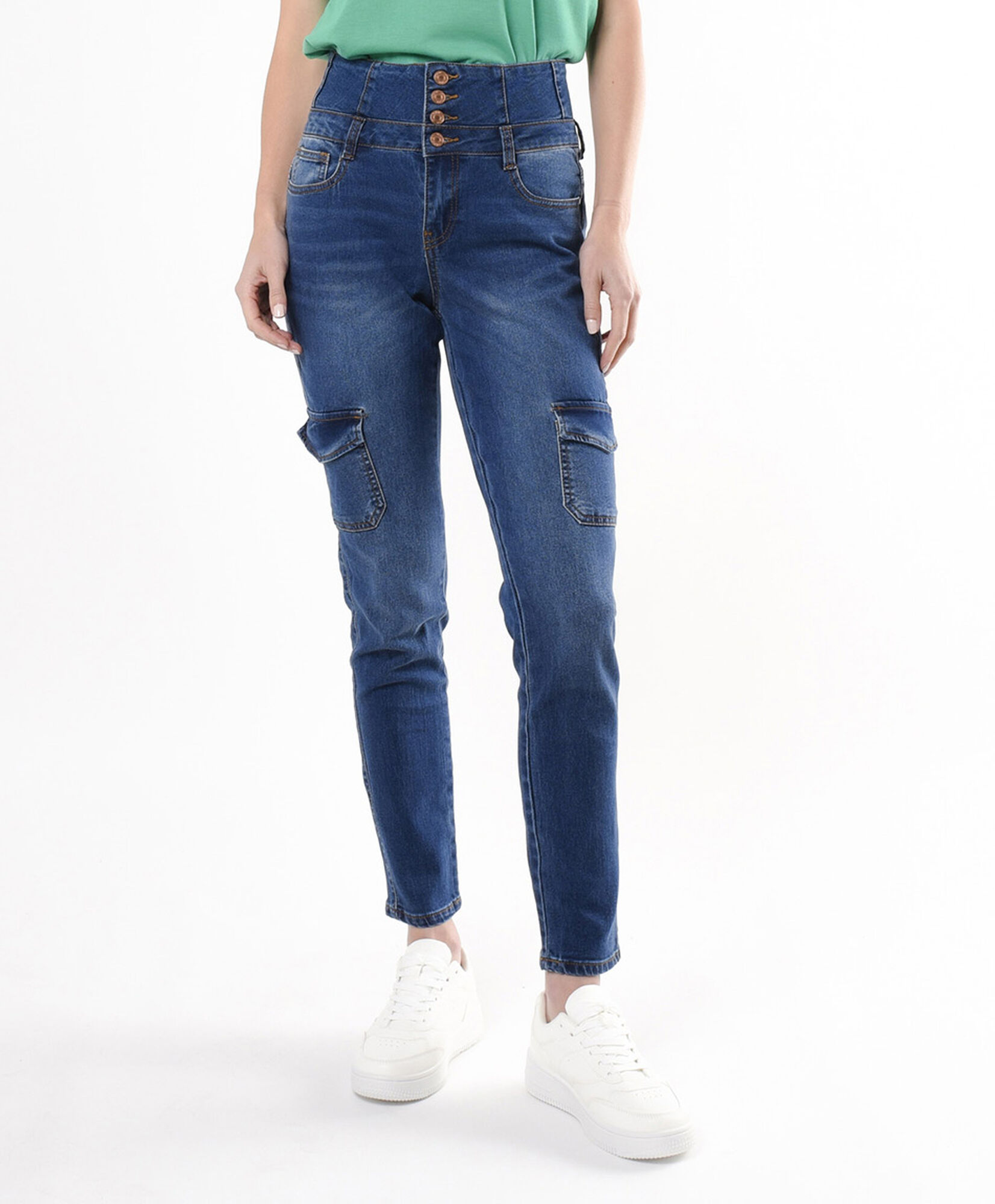 Jeans mujer pretina ancha cargo Jeans mujer pretina ancha cargo