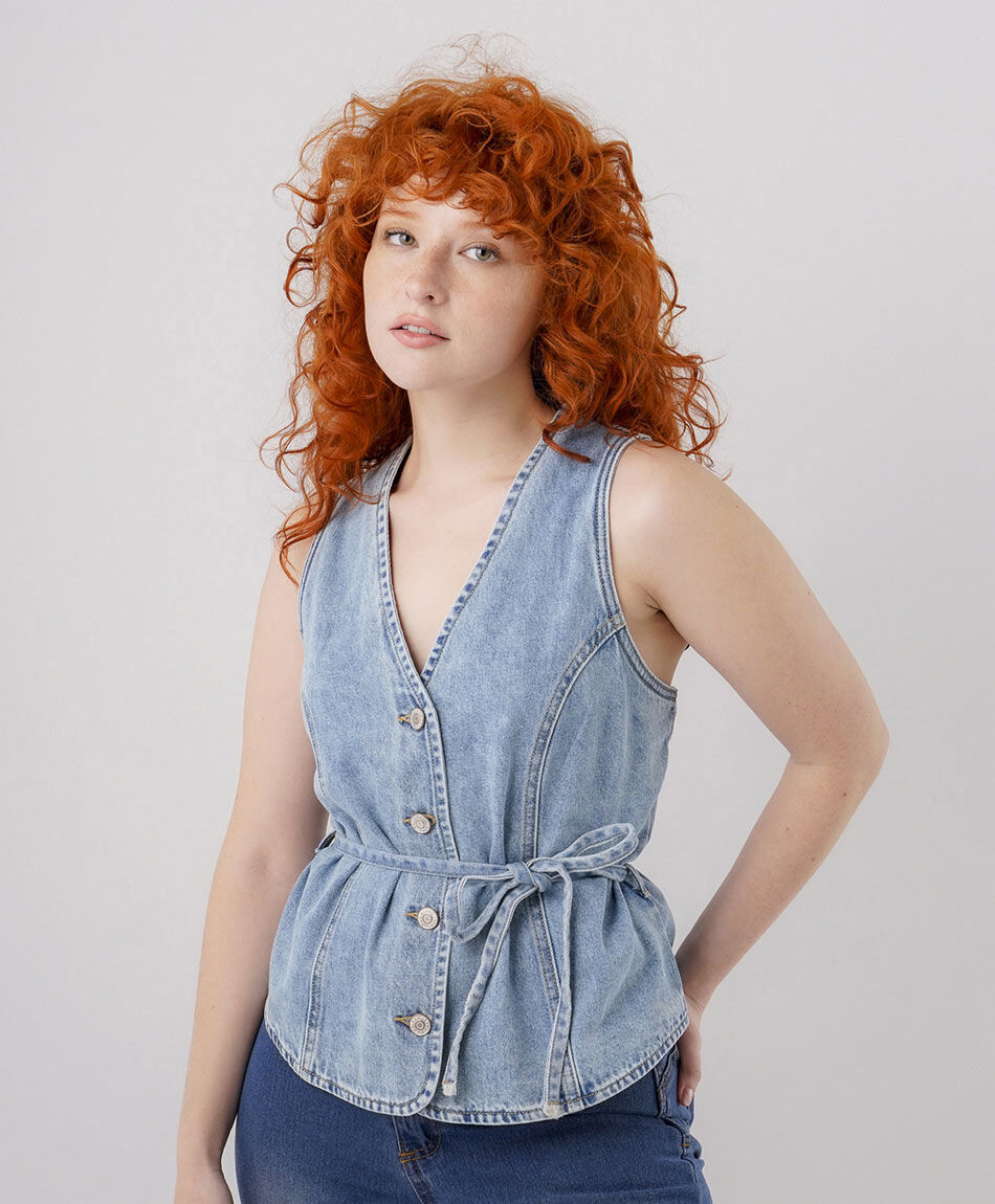 Vest mujer denim lazo