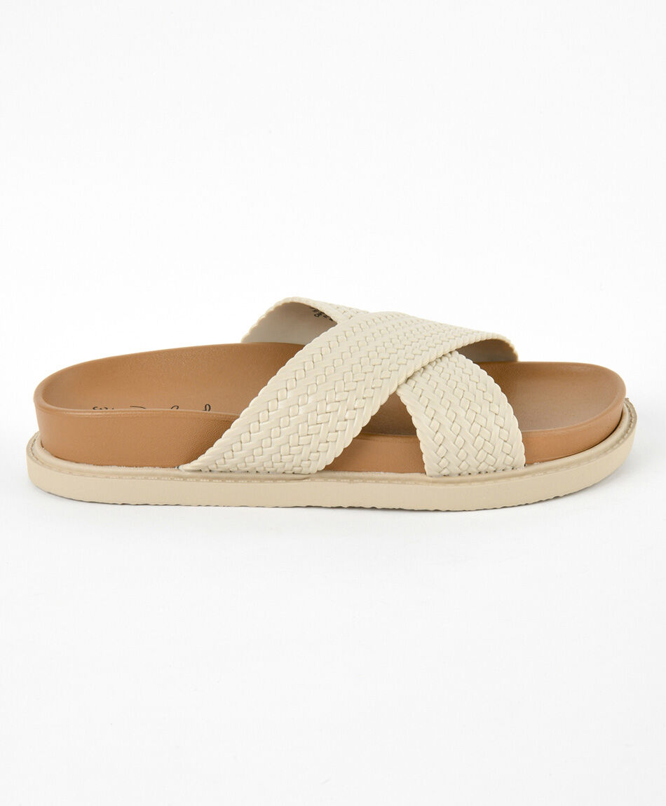 Sandalia mujer cruzada beige