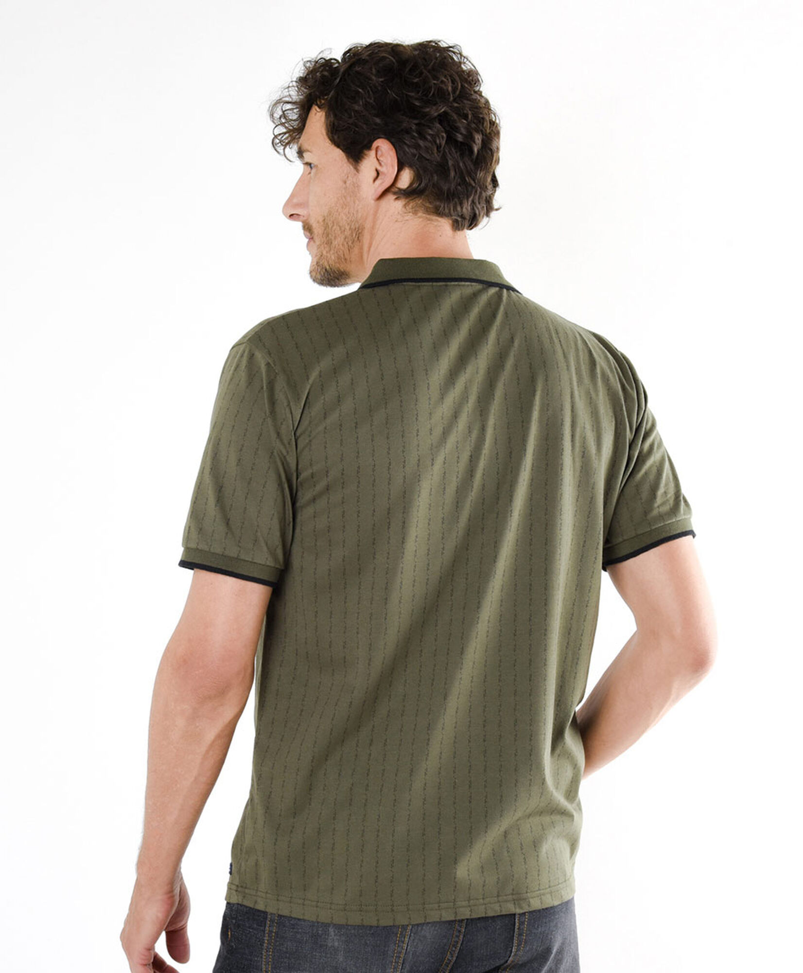 Polera hombre líneas cuello piqué Polera hombre líneas cuello piqué