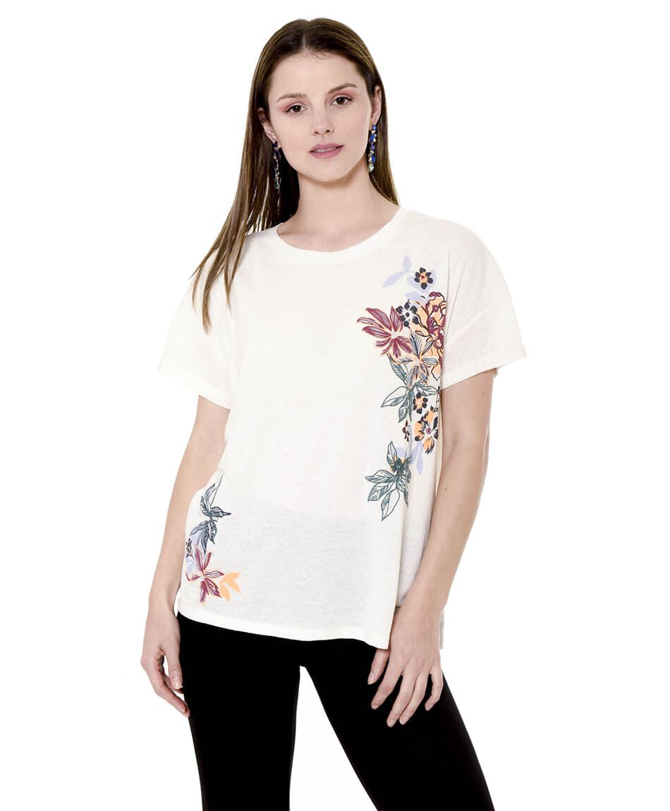 Polera lino flores