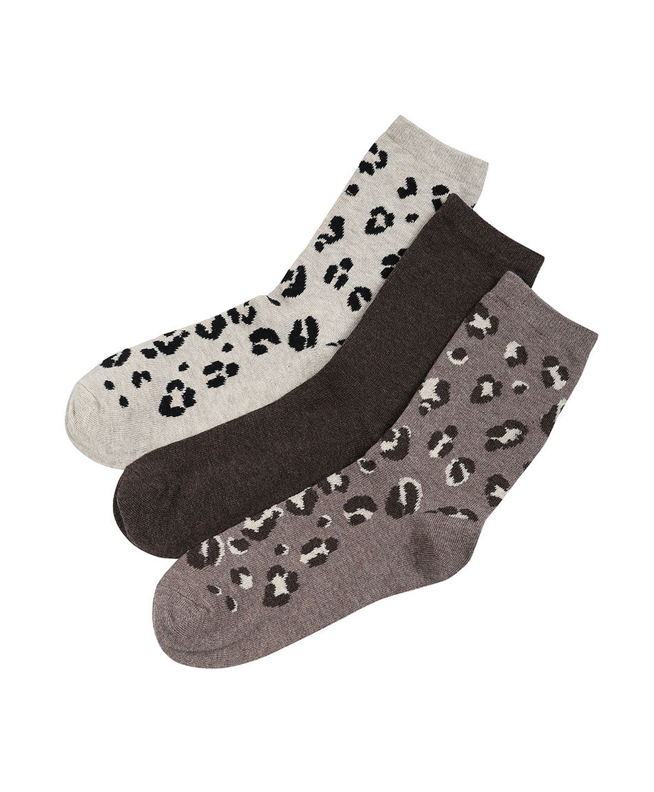 Pack 3 calcetines mujer animal print medium
