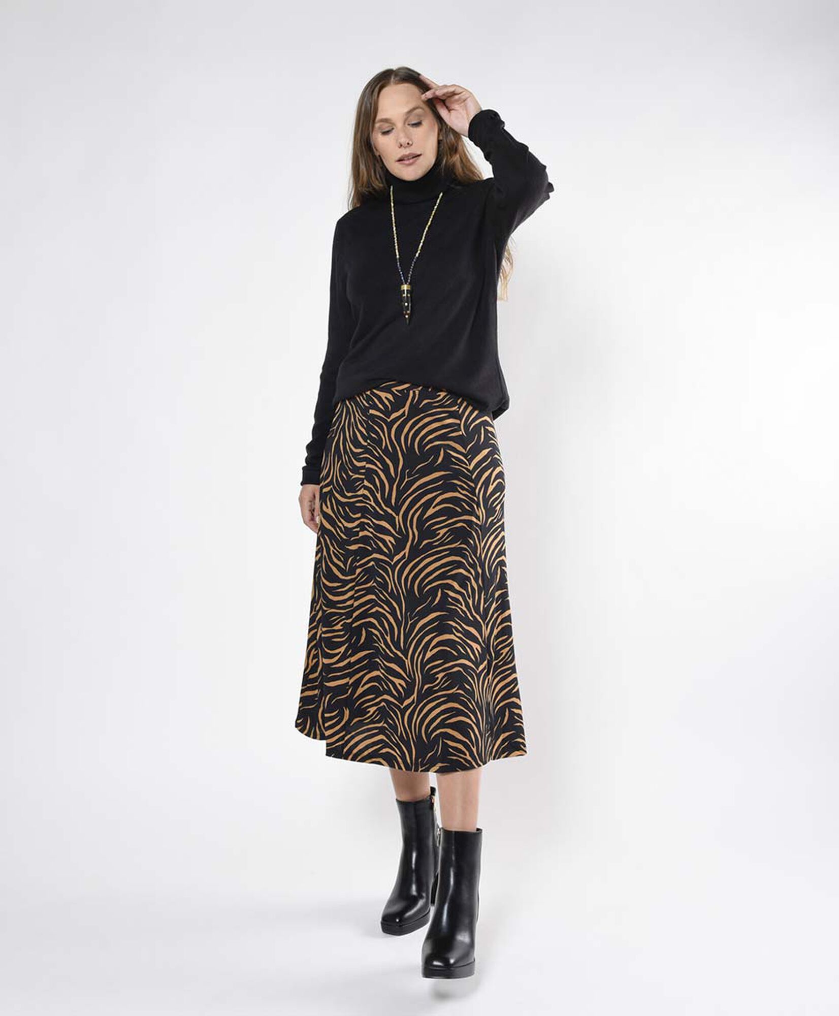 Falda mujer midi animal print cebra Falda mujer midi animal print cebra
