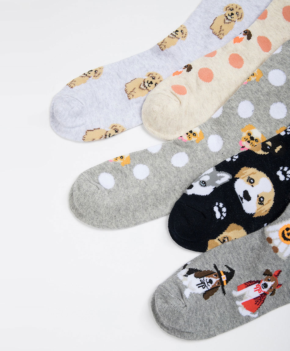 Pack 5 calcetines mujer perritos