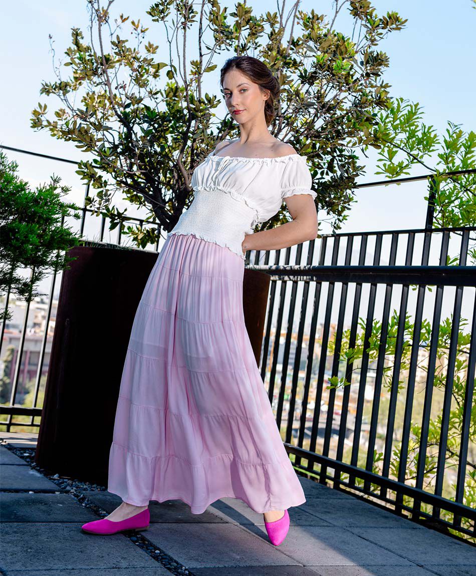 Falda mujer larga pisos pink