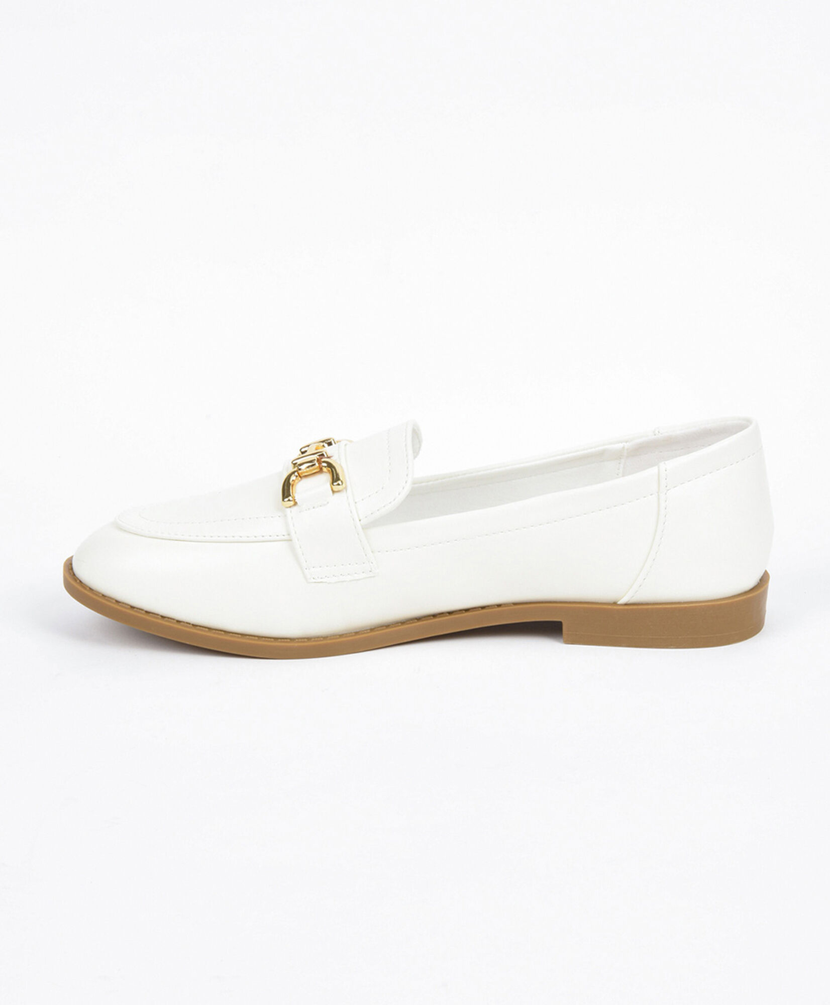 Mocasín mujer blanco hebilla Mocasín mujer blanco hebilla