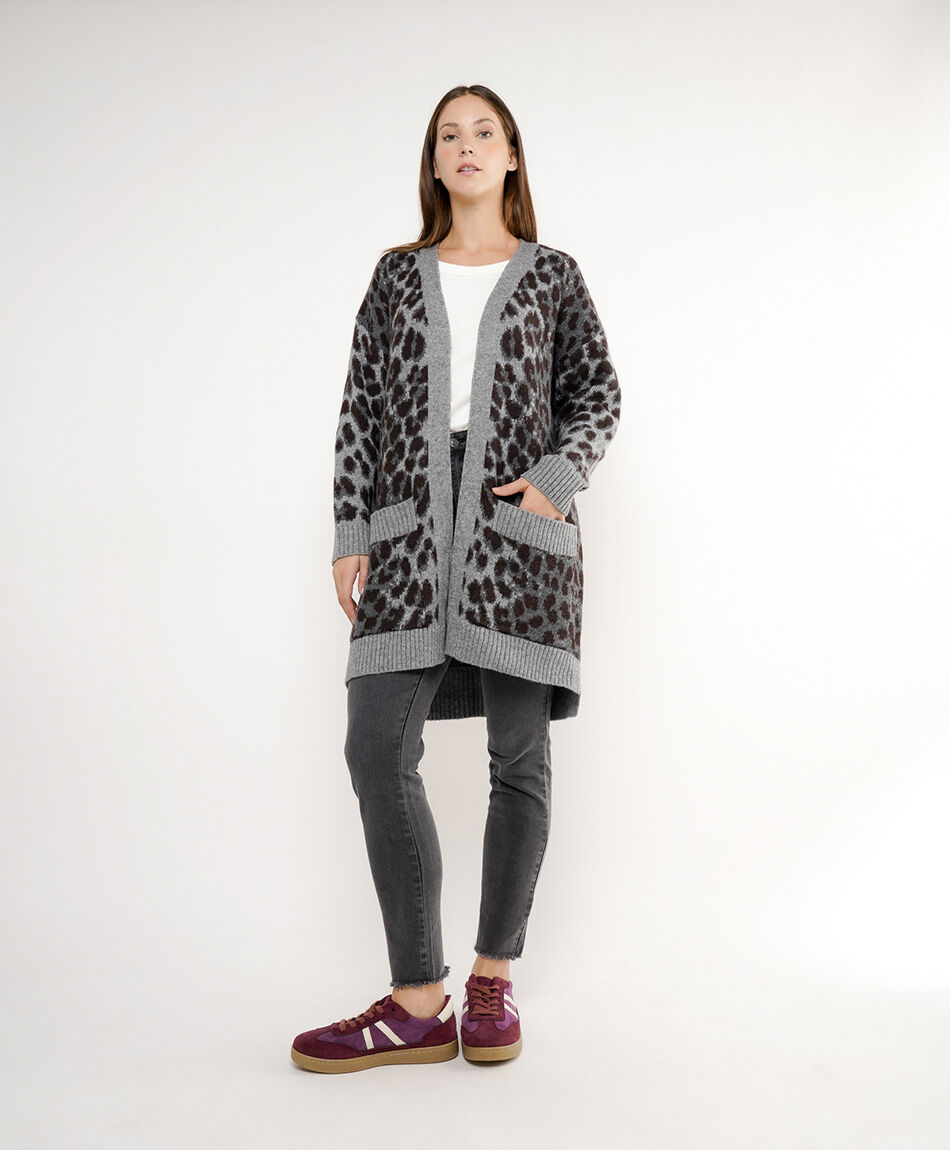 Cardigan mujer animal print grey