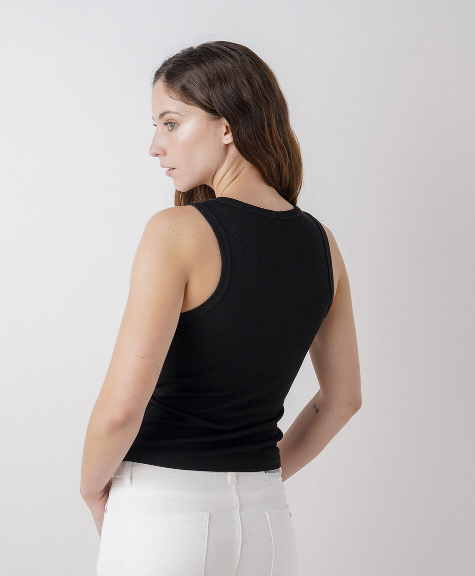 Polera mujer canal&eacute; escote negra