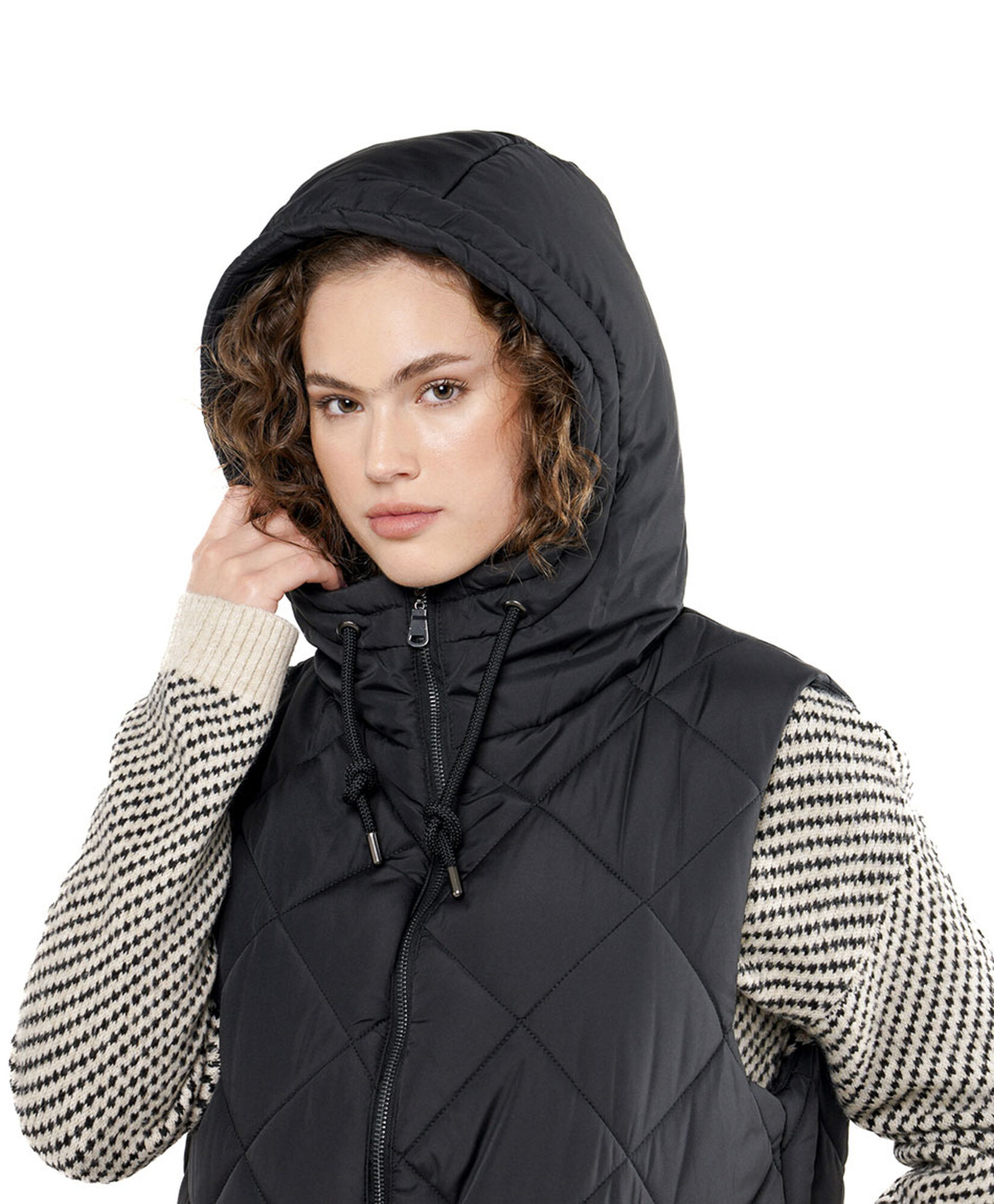 Parka mujer rombos larga sin mangas black Parka mujer rombos larga sin mangas black