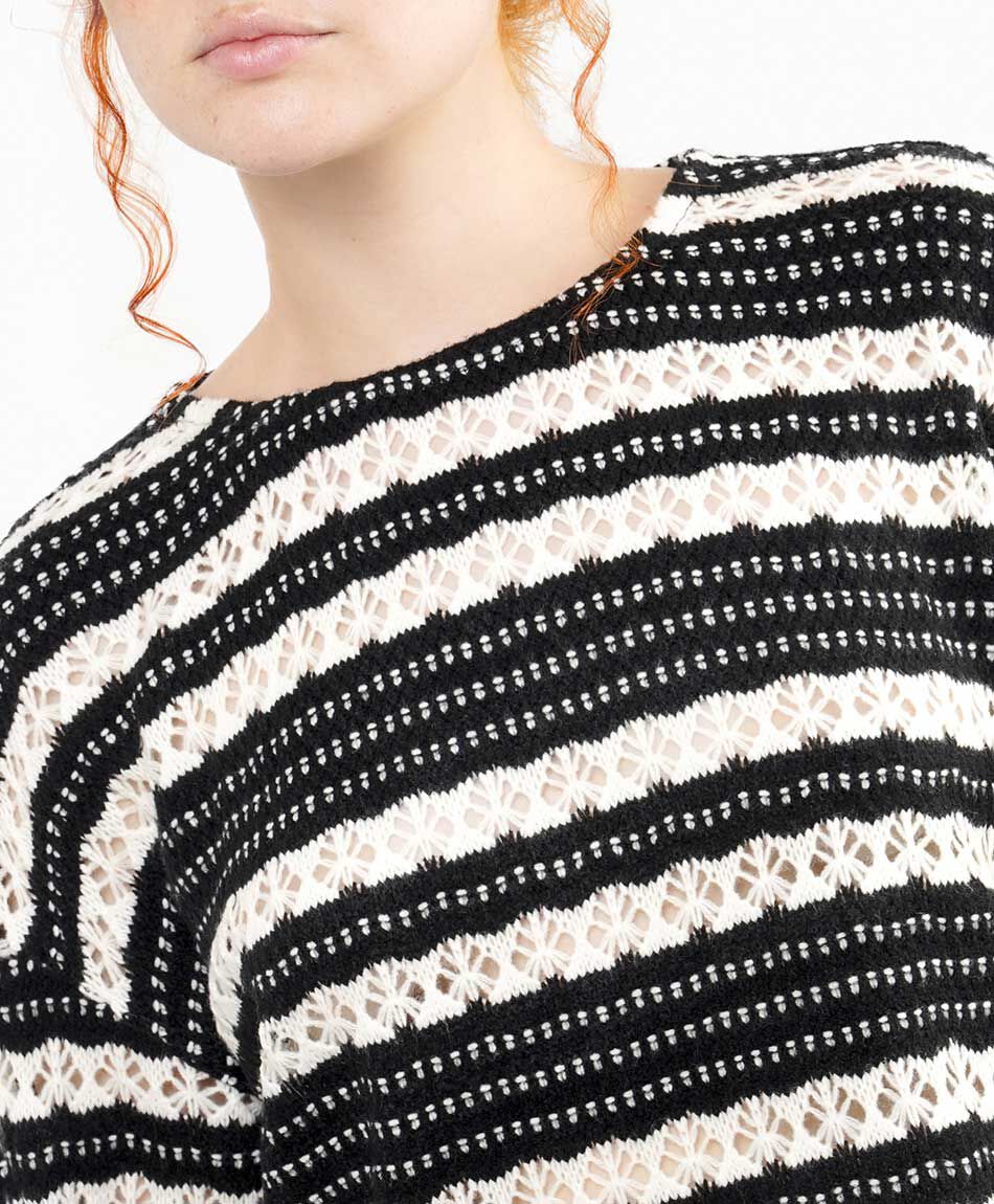 Sweater mujer rayas caladas