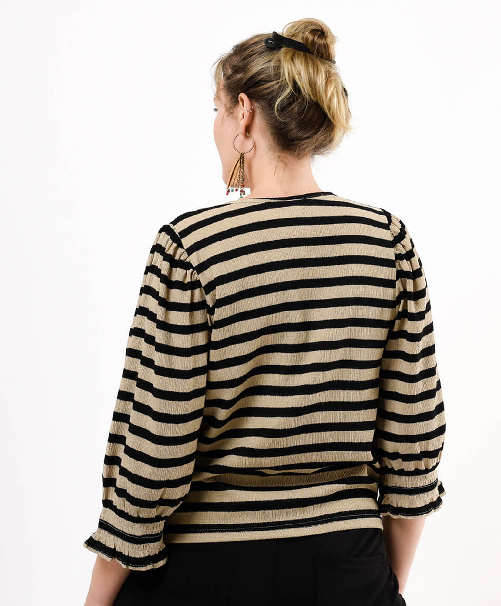Polera mujer rayas vuelos en manga Polera mujer rayas vuelos en manga