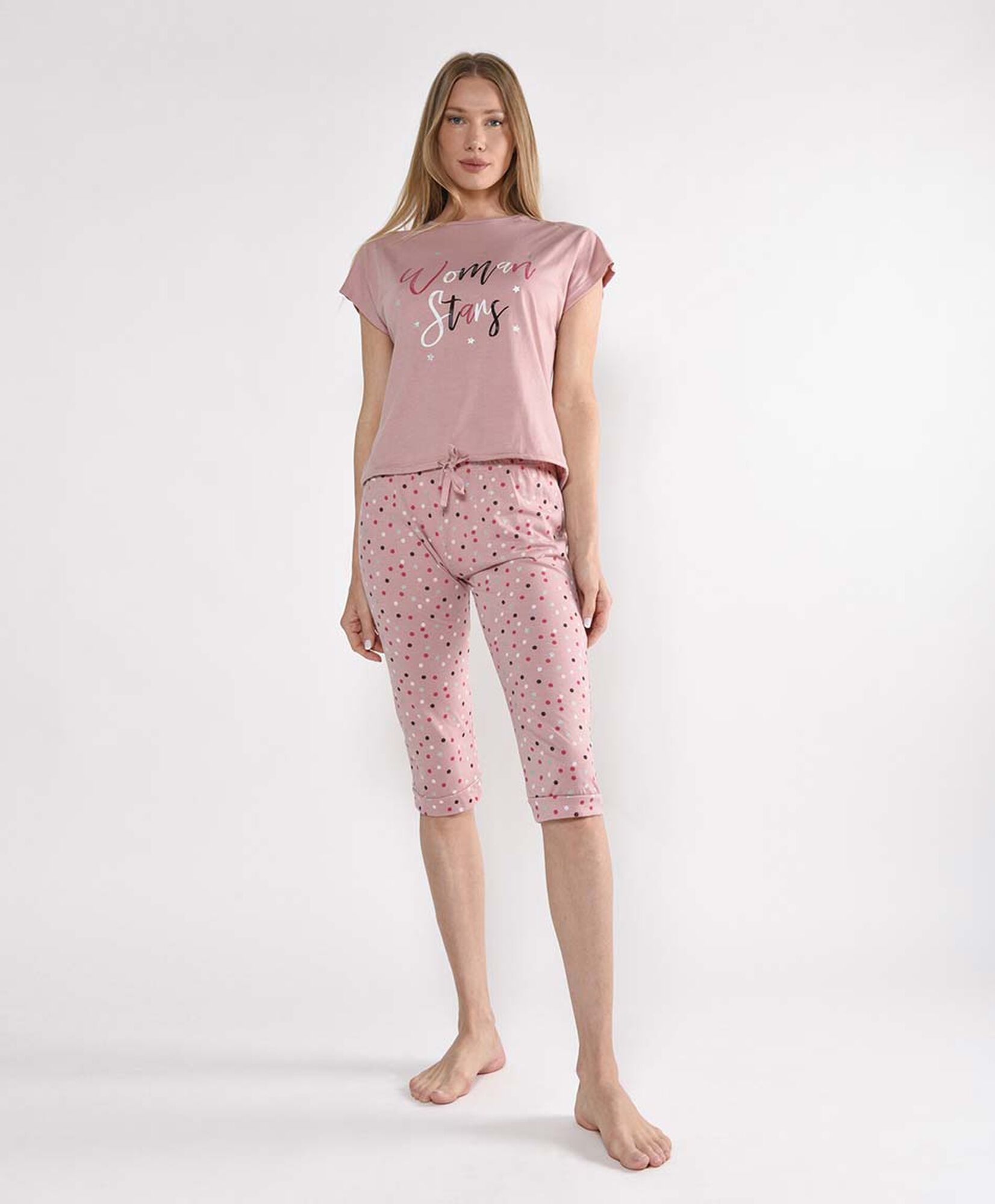 Pijama mujer capri puntos y estrellas 2 piezas Pijama mujer capri puntos y estrellas 2 piezas