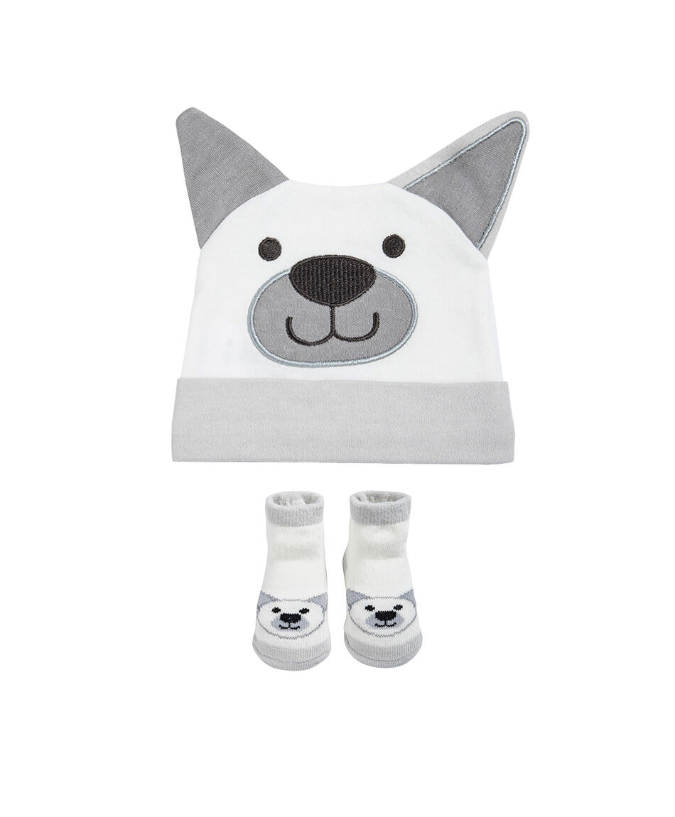 Set gorro + calcetines beb&eacute; animal