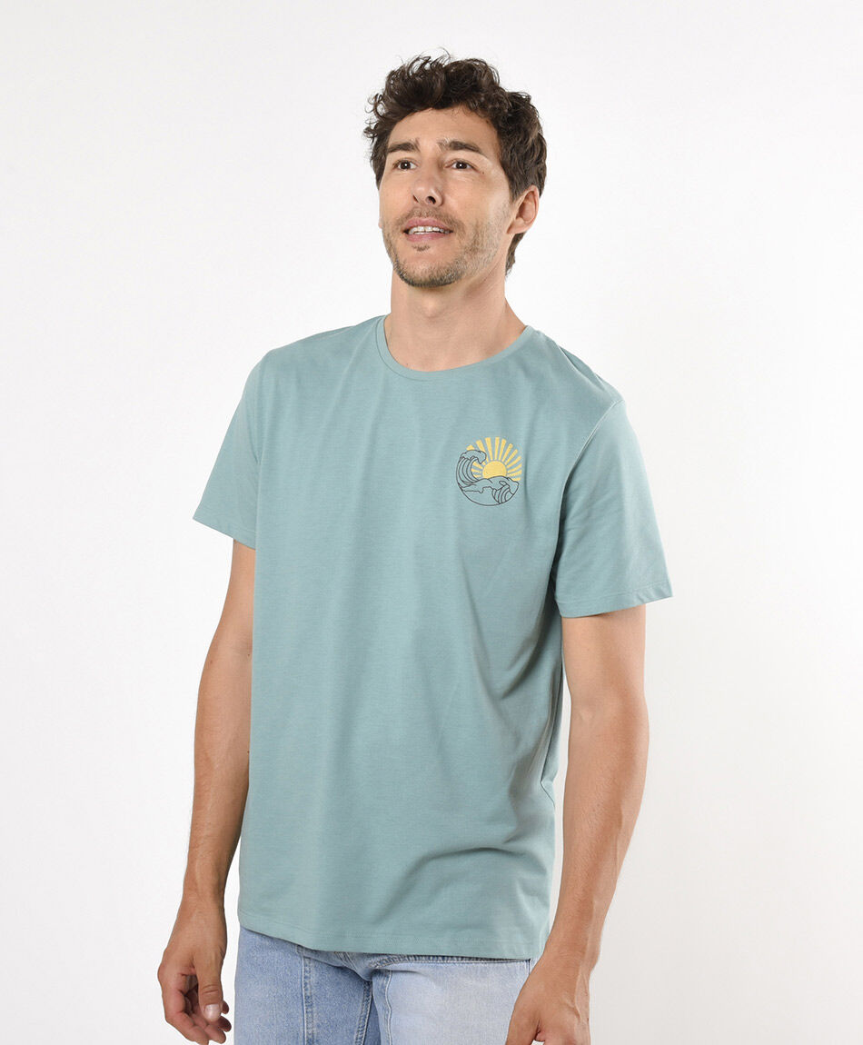 Polera hombre doble estampado olas