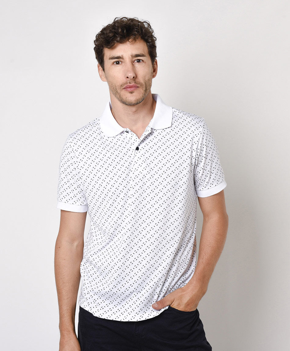 Polera hombre mini l&iacute;neas cuello piqu&eacute;