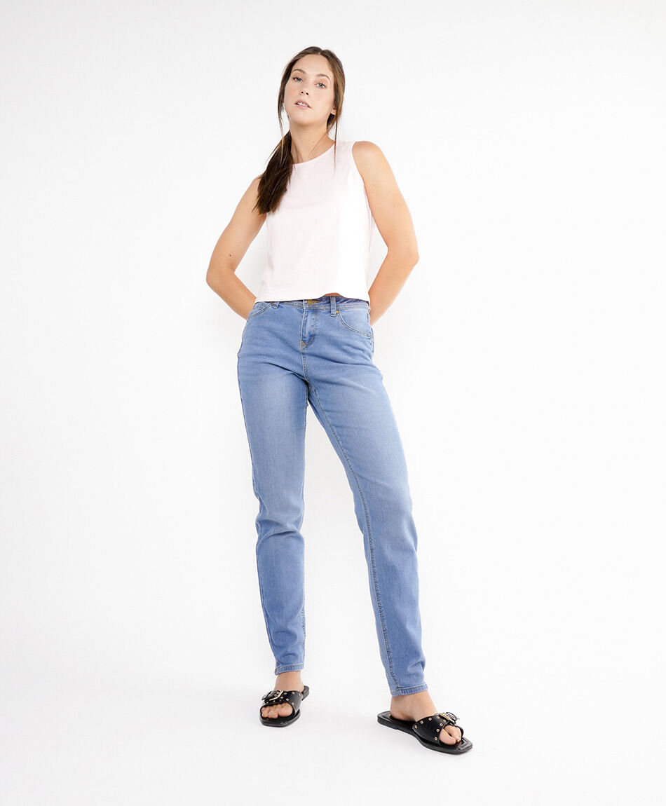 Jeans mujer liso recto