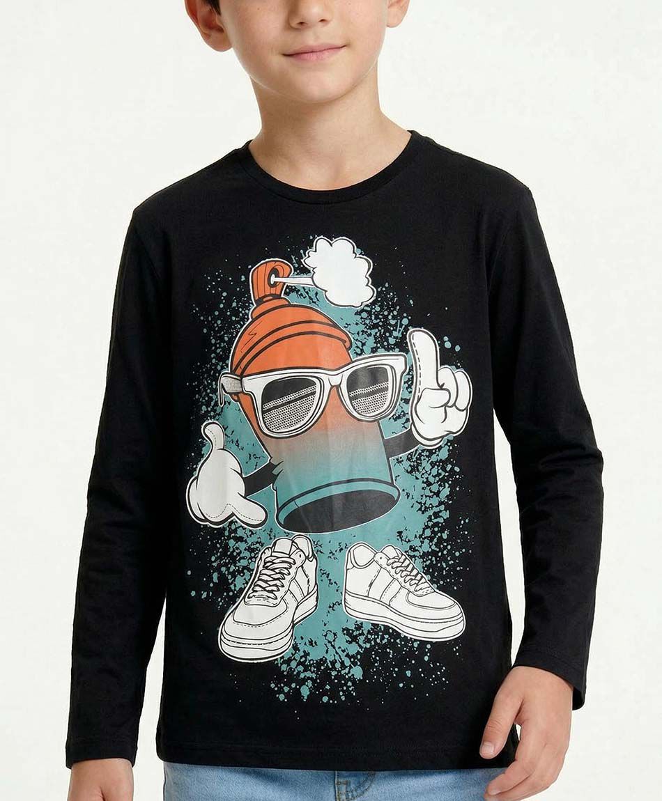 Polera ni&ntilde;o dibujo spray
