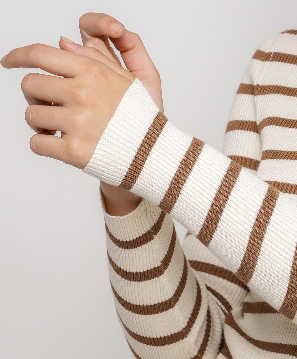 Sweater mujer bicolor white