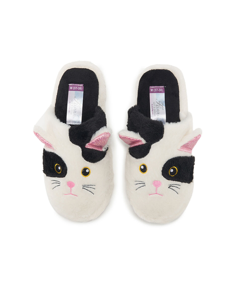 Pantufla mujer gato bicolor