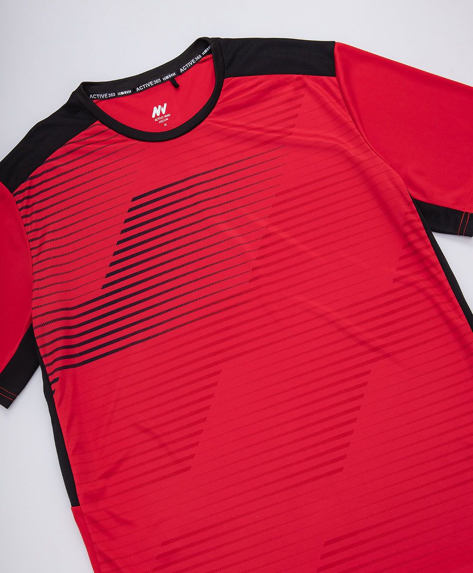 Polera deportiva hombre roja l&iacute;neas
