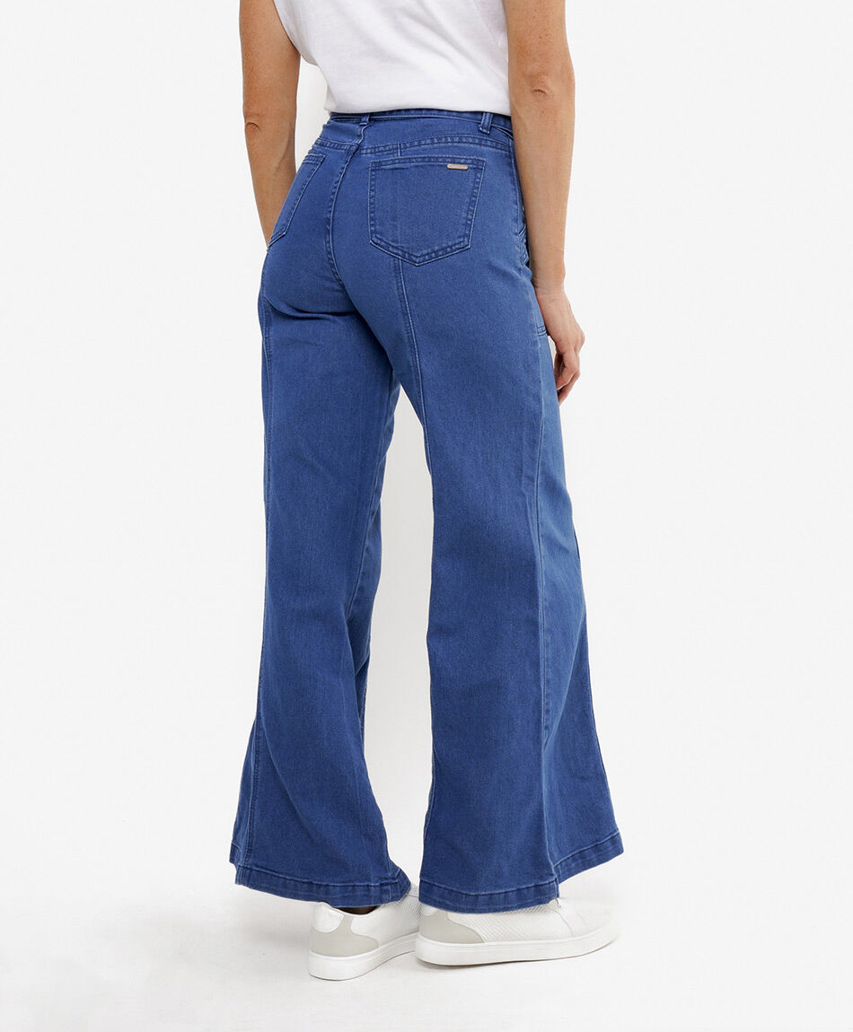 Jeans mujer costuras verticales wide