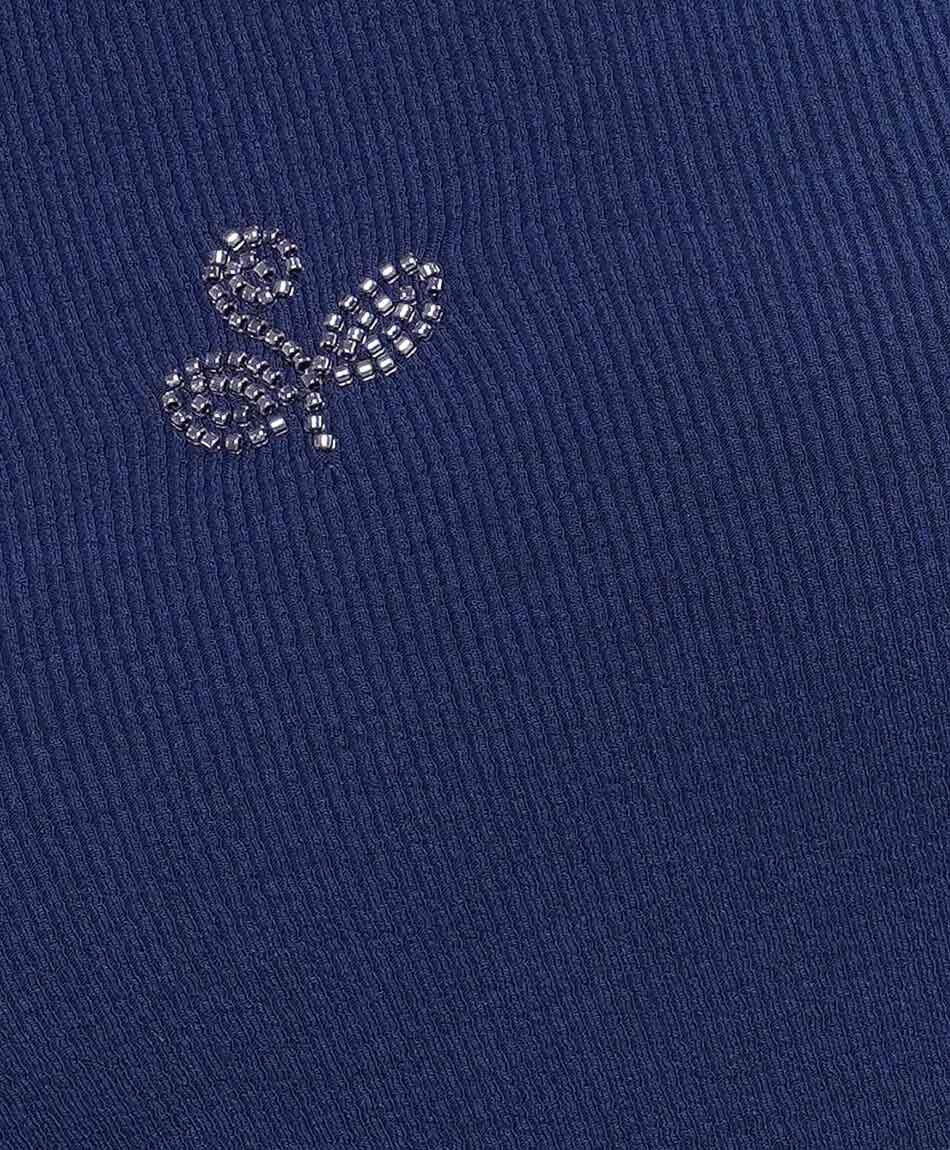 Polera mujer planta bordada blue