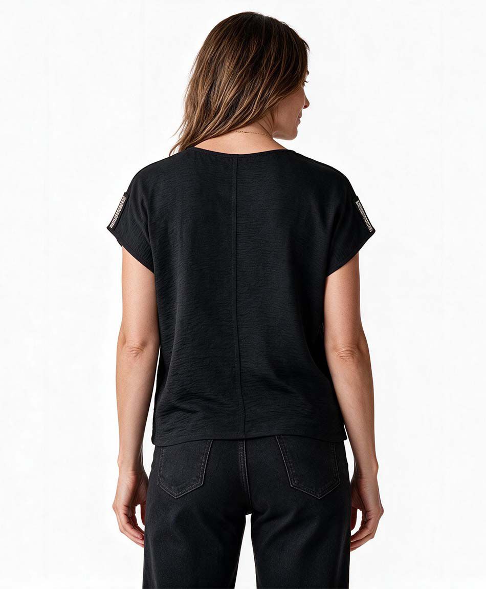 Blusa mujer brillos hombro