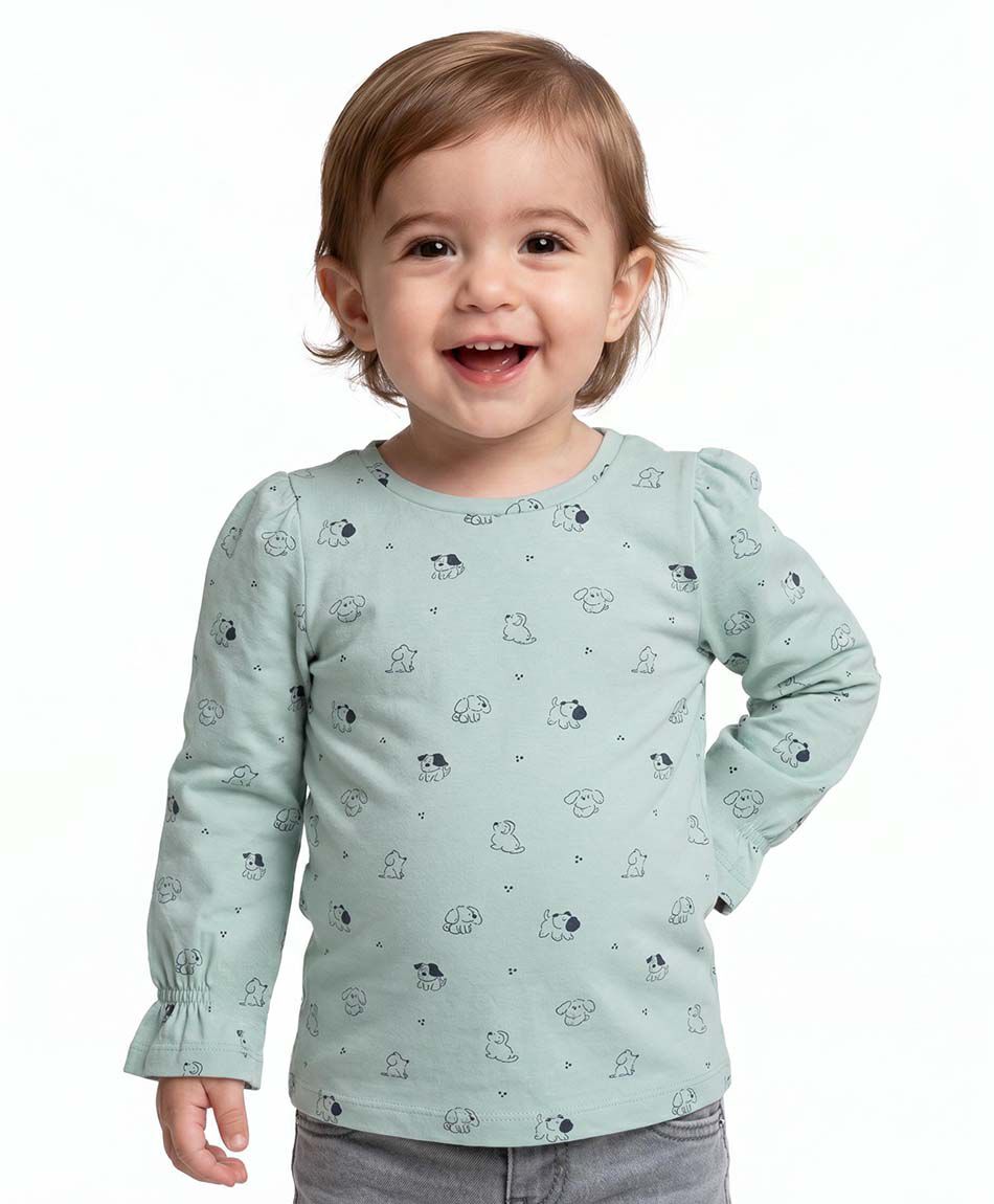 Polera beb&eacute; manga larga perritos