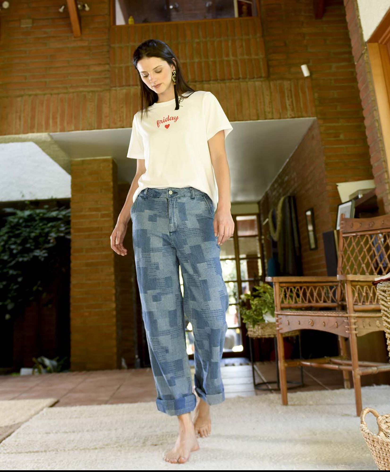Jeans mujer patchwork straight Jeans mujer patchwork straight